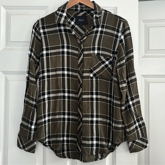 Rails Hunter Black Olive Ivory Plaid Button Up Shirt - Picture 5 of 12
